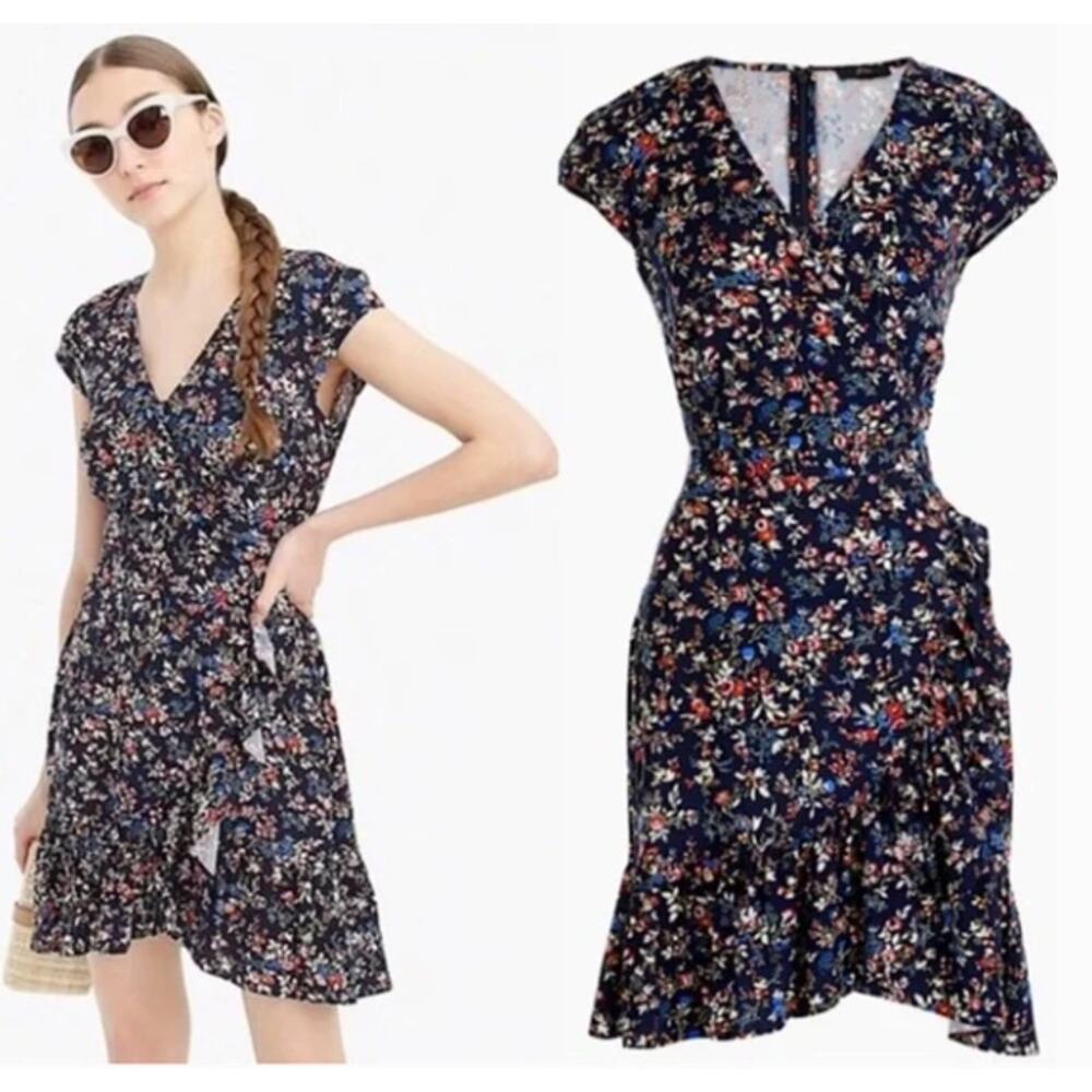J. Crew Navy Floral Mini Dress